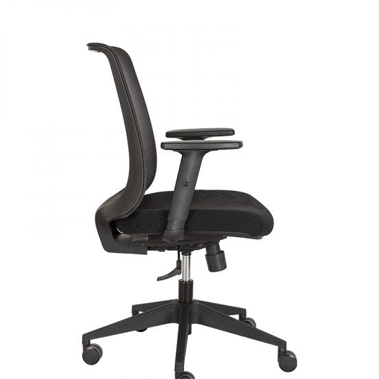 Silla operativa AB-20 con respaldo de malla, vista lateral