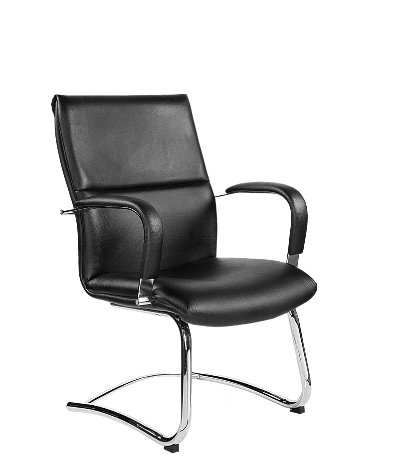 Silla visitante AB-2014 con base trineo cromada, vista tres cuartos