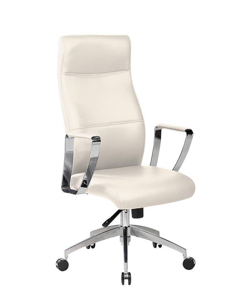 Silla ejecutiva AC-10 en color crema, vista frontal