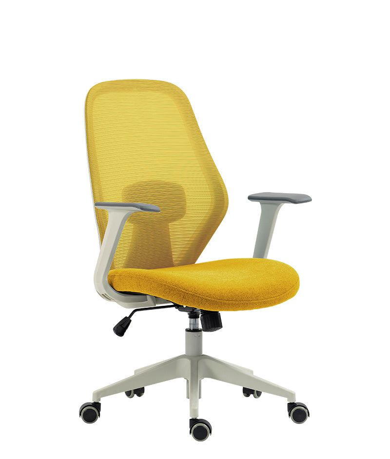 Silla Semiejecutiva AC-20 | Malla Lino Amarillo y Marco Gris