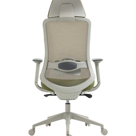Silla ejecutiva AC-30 verde con cabecera, vista trasera