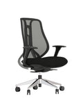 Silla semiejecutiva AC-40S negra con respaldo de malla, vista tres cuartos