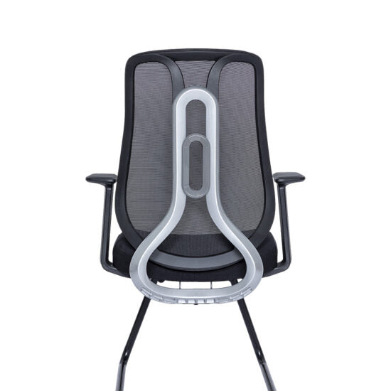 Silla visitante AC-40V negra con base trineo, vista trasera