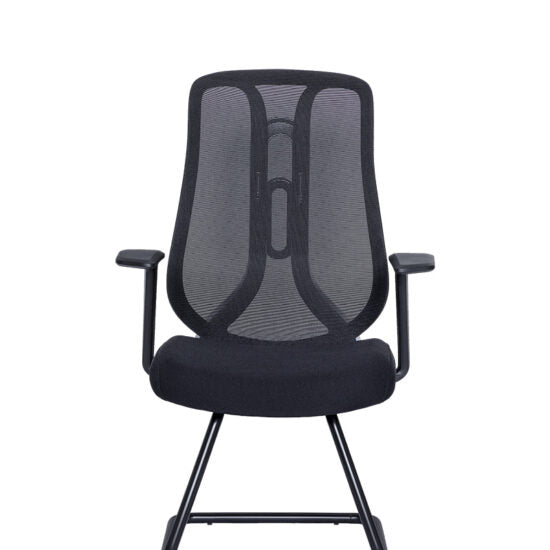 Silla visitante AC-40V negra con base trineo, vista frontal