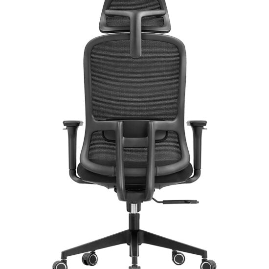 Silla ejecutiva CH-006E con respaldo de malla y cabecera, vista trasera