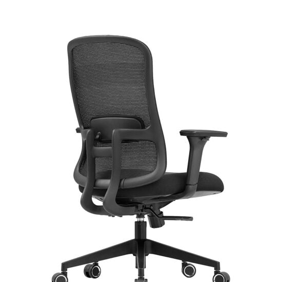 Silla semiejecutiva CH-006S con respaldo de malla, vista tres cuartos trasera