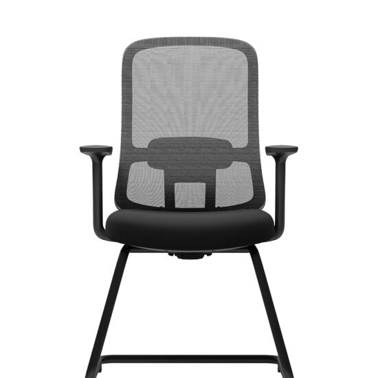 Silla visitante CH-006V con respaldo de malla y base trineo, vista frontal