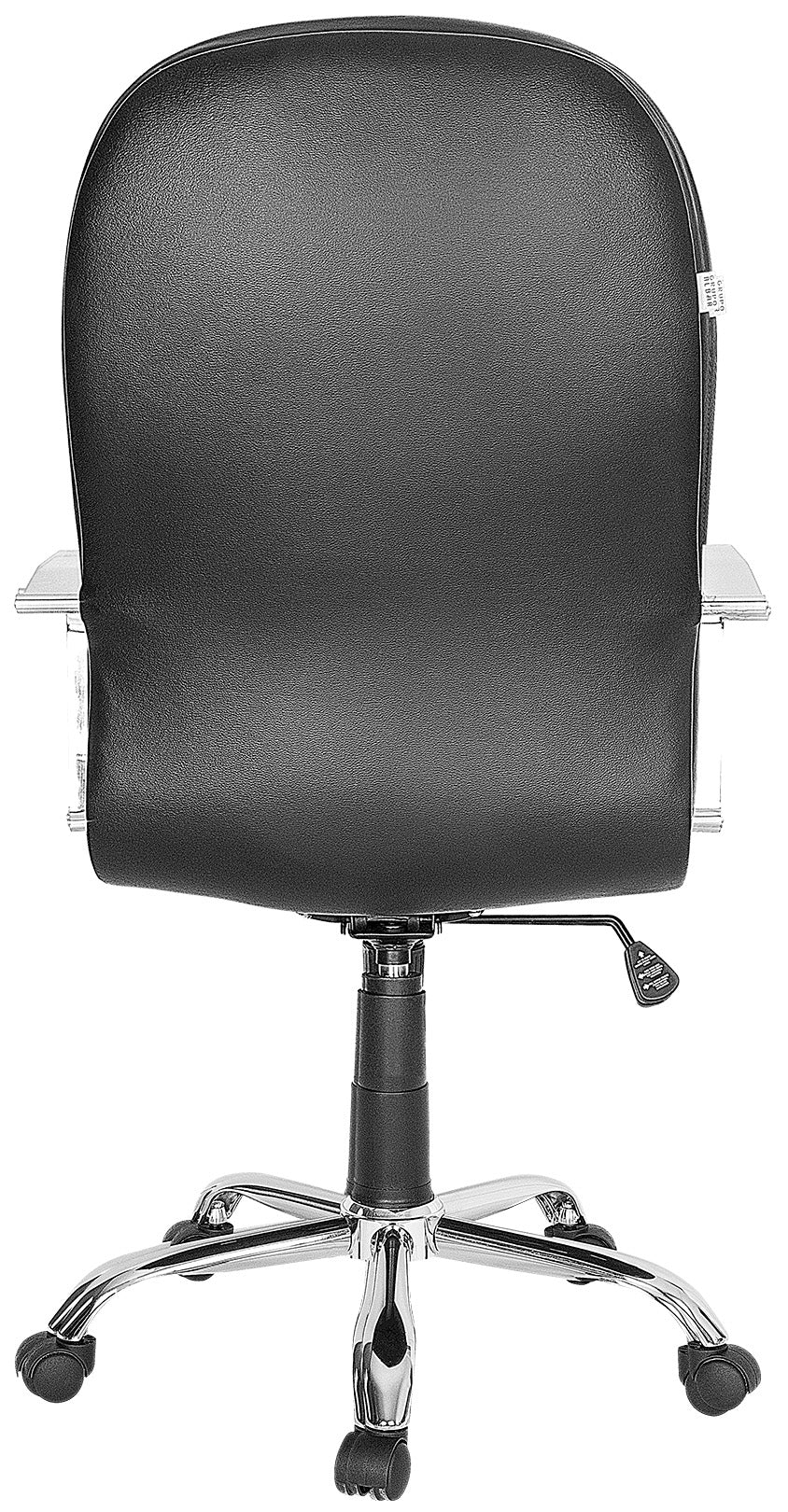 Silla ejecutiva E-100 en piel con base cromada, vista trasera