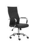 Silla ejecutiva GA-003A negra con respaldo alto y base cromada, vista tres cuartos