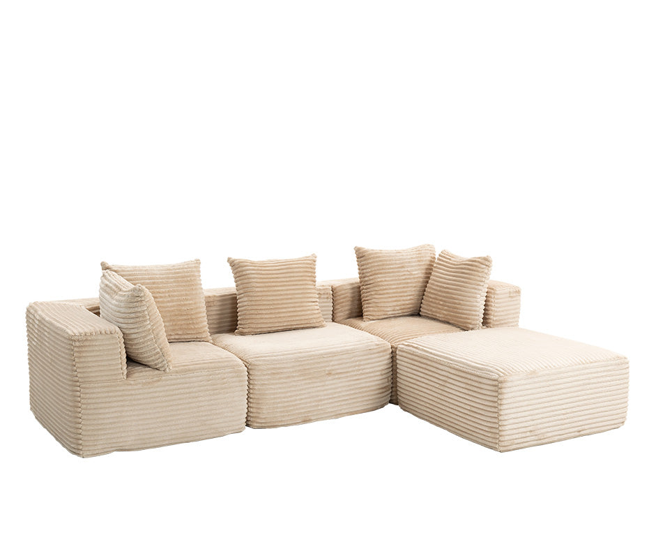 Sala Modular Guayaquil Crema | Terciopelo Rayado en Caja