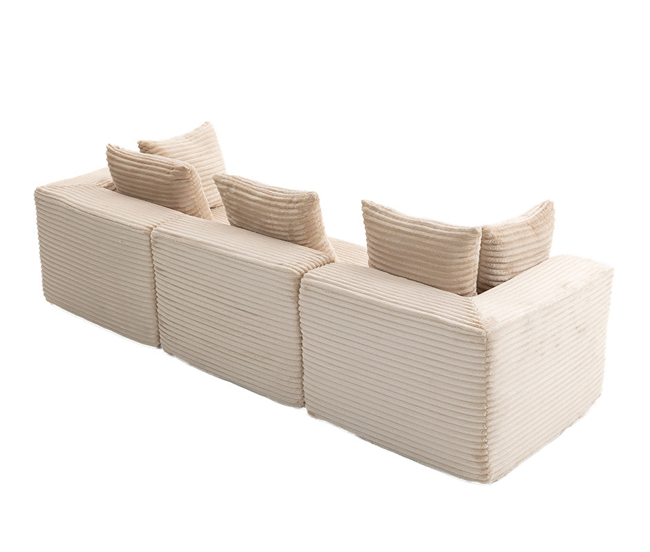 Sala Modular Guayaquil Crema | Terciopelo Rayado en Caja