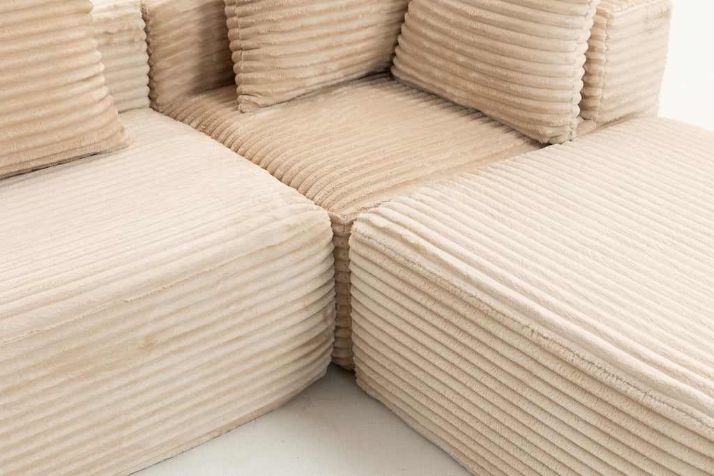 Sala Modular Guayaquil Crema | Terciopelo Rayado en Caja