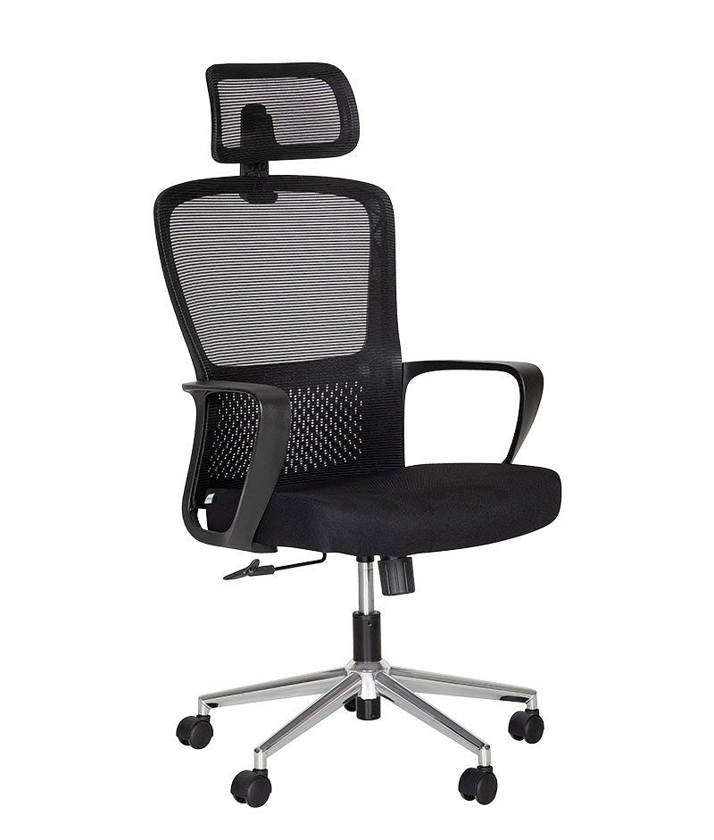 Silla Ejecutiva LK-20E | Cabecera Ajustable y Base Cromada