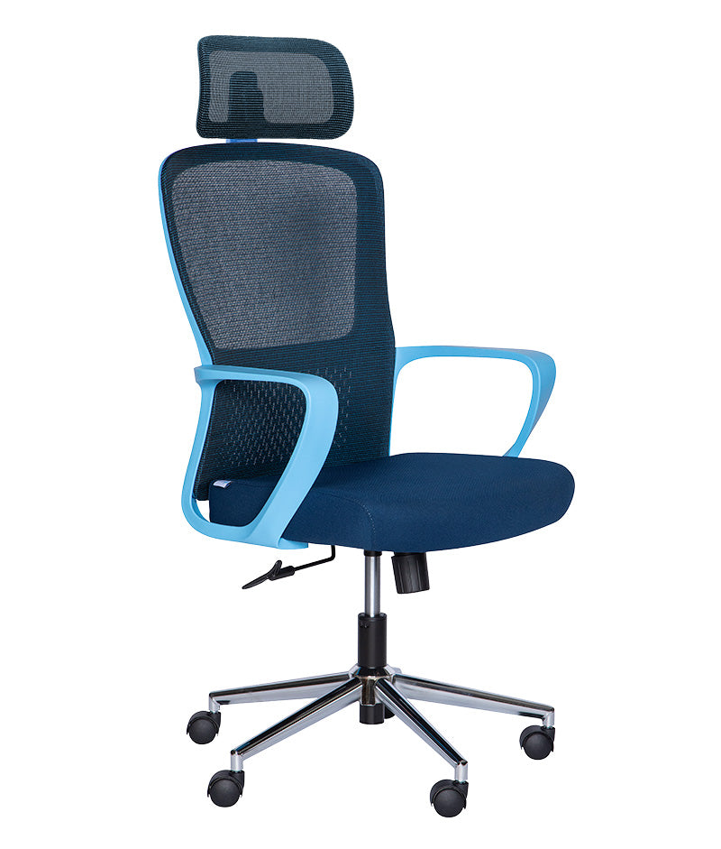 Silla Ejecutiva LK-20E | Cabecera Ajustable y Base Cromada