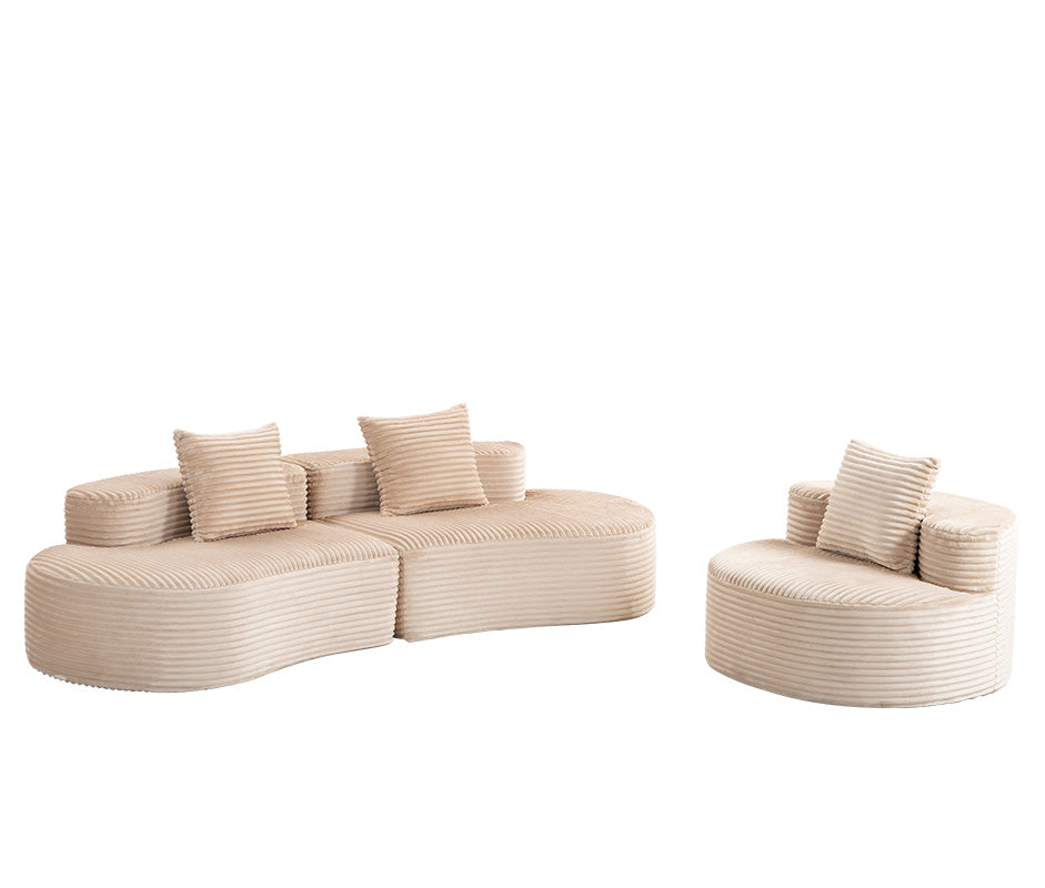 Sala Modular Quevedo Crema | Terciopelo Rayado Empaque al Vacío