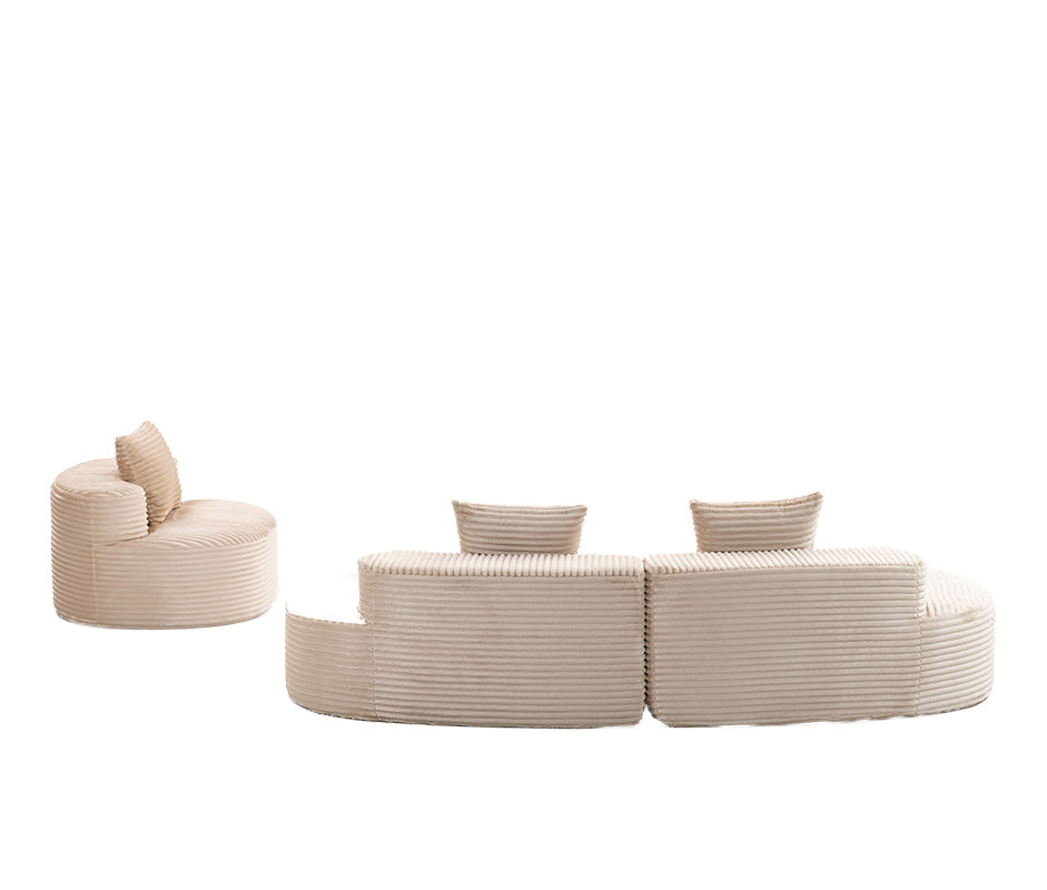 Sala Modular Quevedo Crema | Terciopelo Rayado Empaque al Vacío