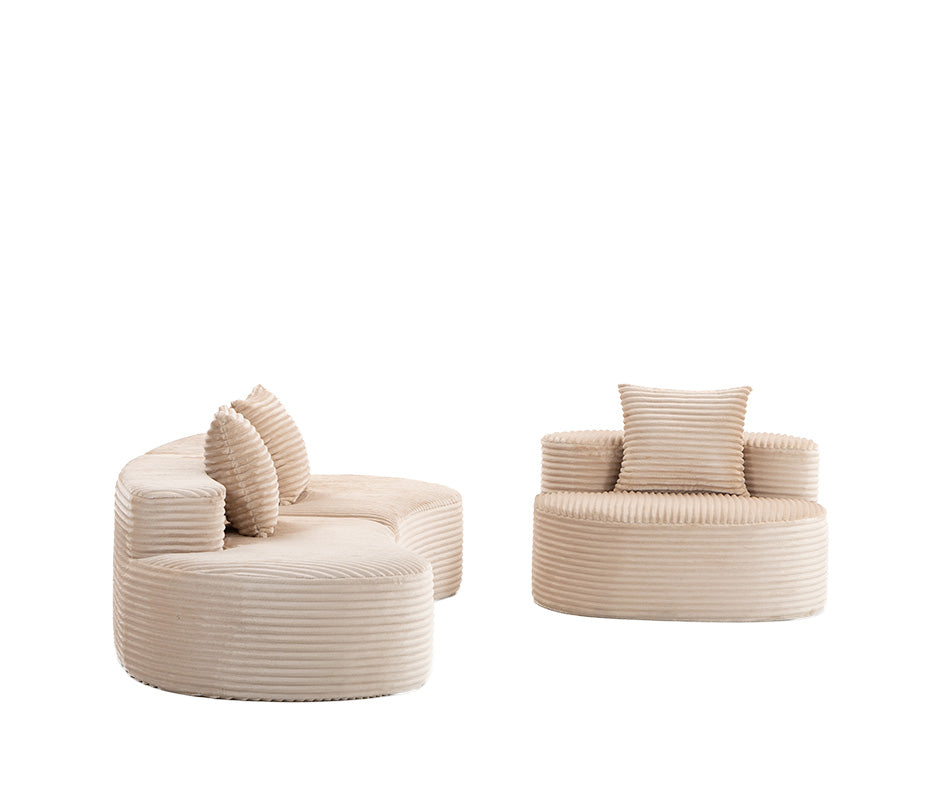 Sala Modular Quevedo Crema | Terciopelo Rayado Empaque al Vacío