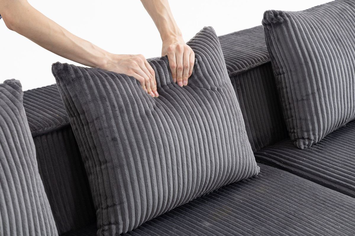 Sala Modular Tulcan Gris | Terciopelo Rayado Empaque al Vacío