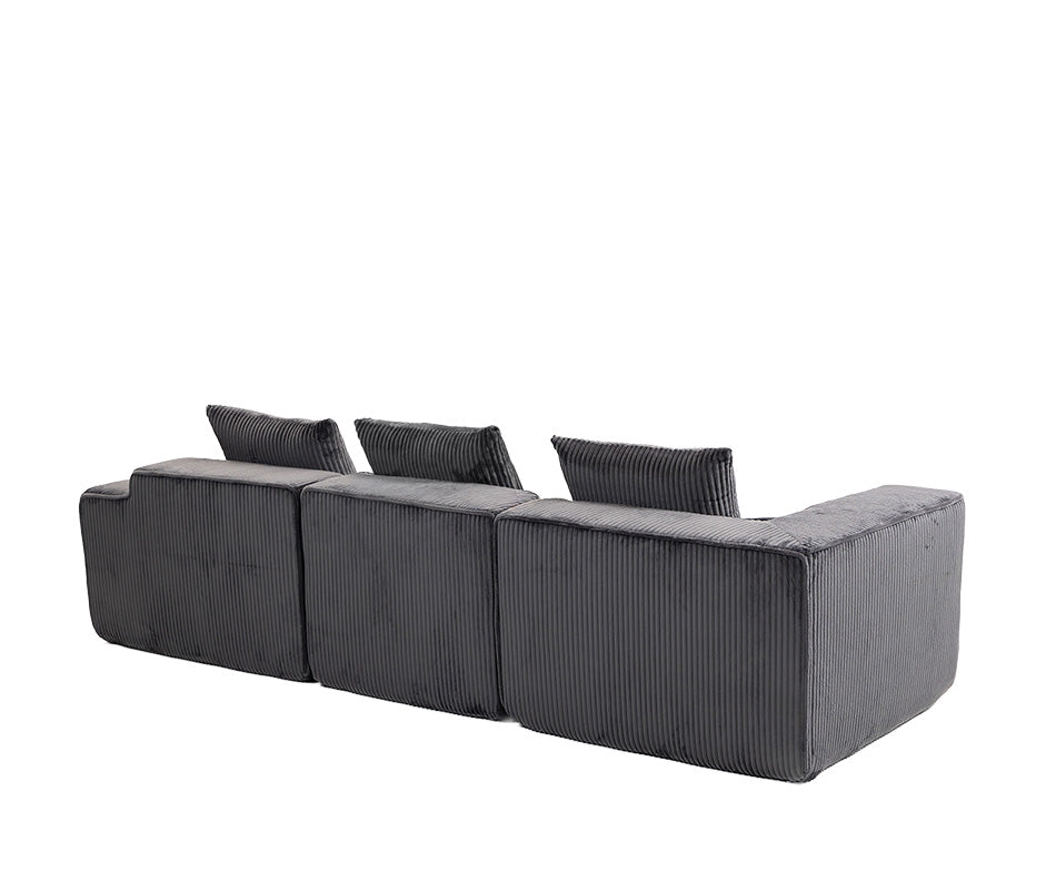 Sala Modular Tulcan Gris | Terciopelo Rayado Empaque al Vacío
