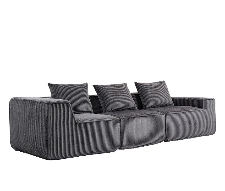 Sala Modular Tulcan Gris | Terciopelo Rayado Empaque al Vacío