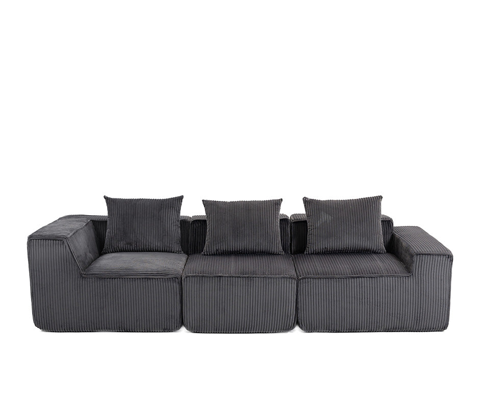 Sala Modular Tulcan Gris | Terciopelo Rayado Empaque al Vacío